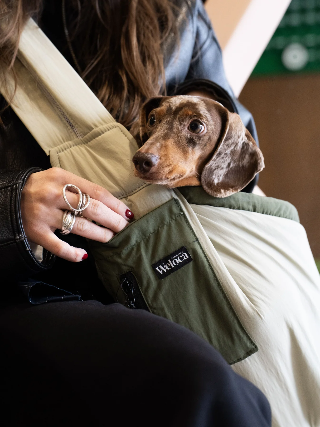 Sac de transport en bandouliere vert, Weloca 79 €