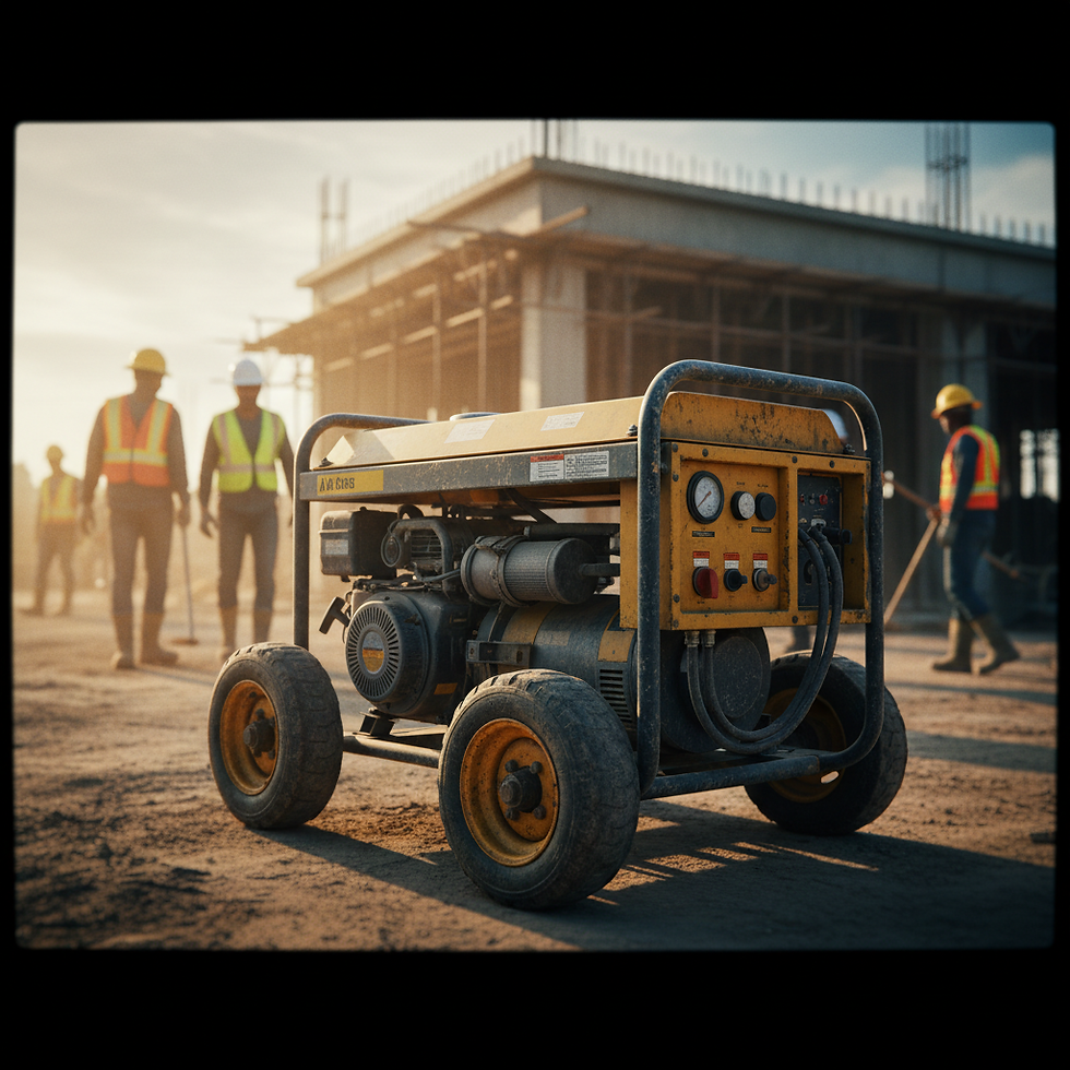Portable generator on a construction job site
