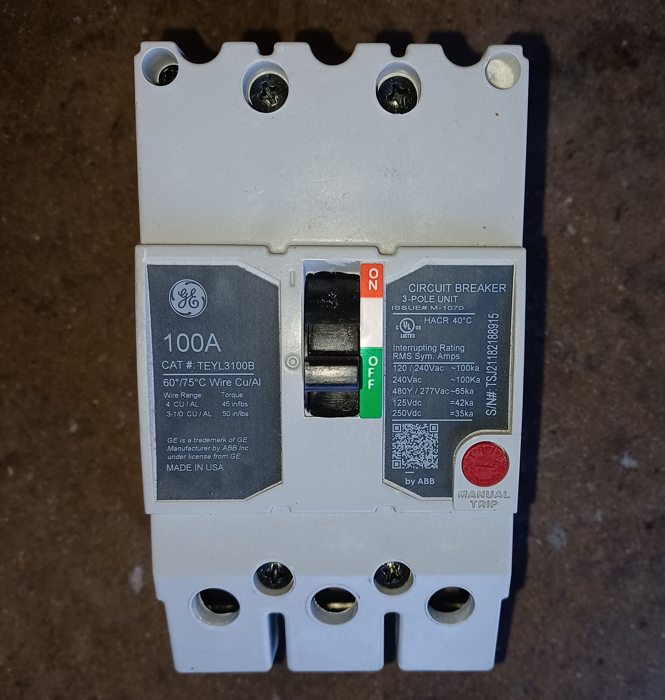 GE TEYL3050B 50A 3P new pullout