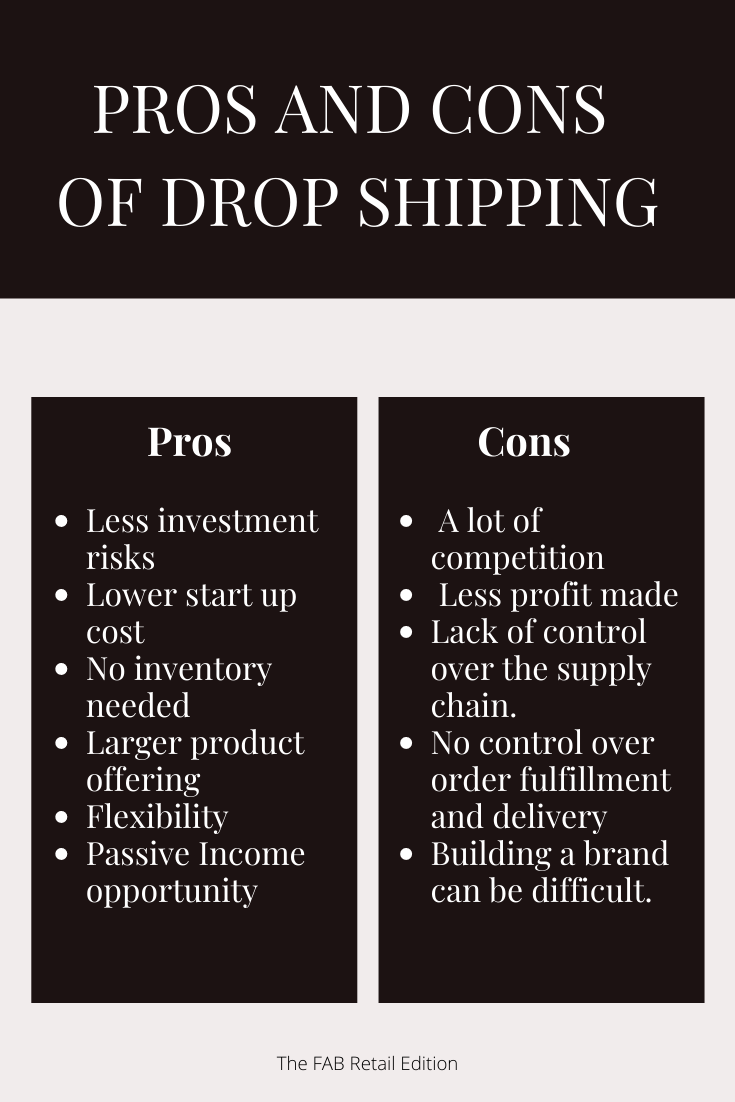 pros and cons of drop shipping