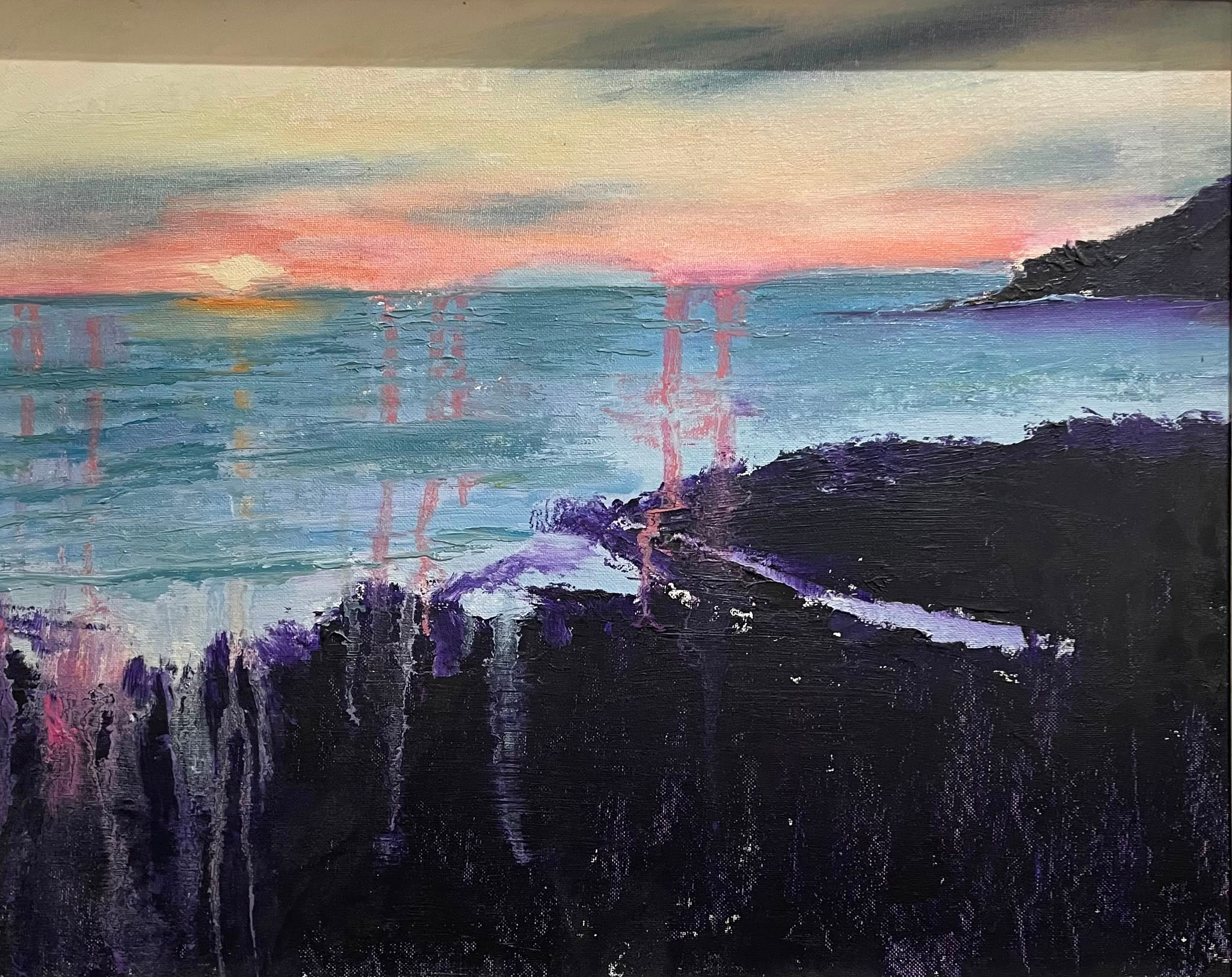 Bev Stone – Sunset at Woolacombe Oils 45cm x 55cm	