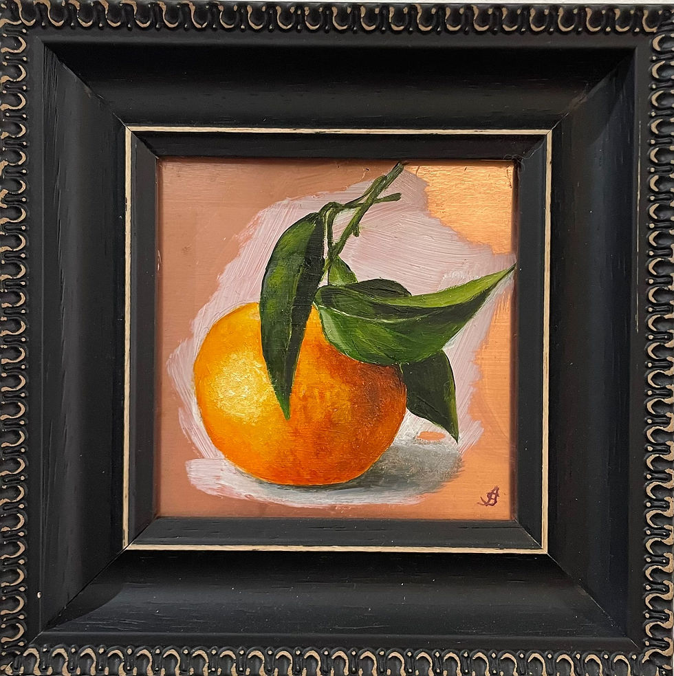 Thumbnail: Angela Skabrin – Clementine (on copper) Oil 16cm X 16cm