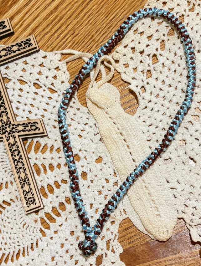 100 Knot Prayer Rope/Chotki/Komboskini: Baby Blue & Chocolate Brown