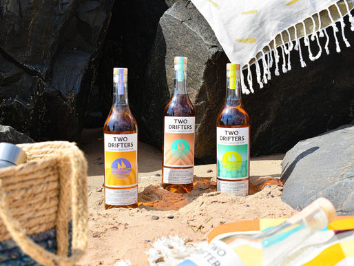 Two Drifters Rum being photographed on the beach during a photoshoot