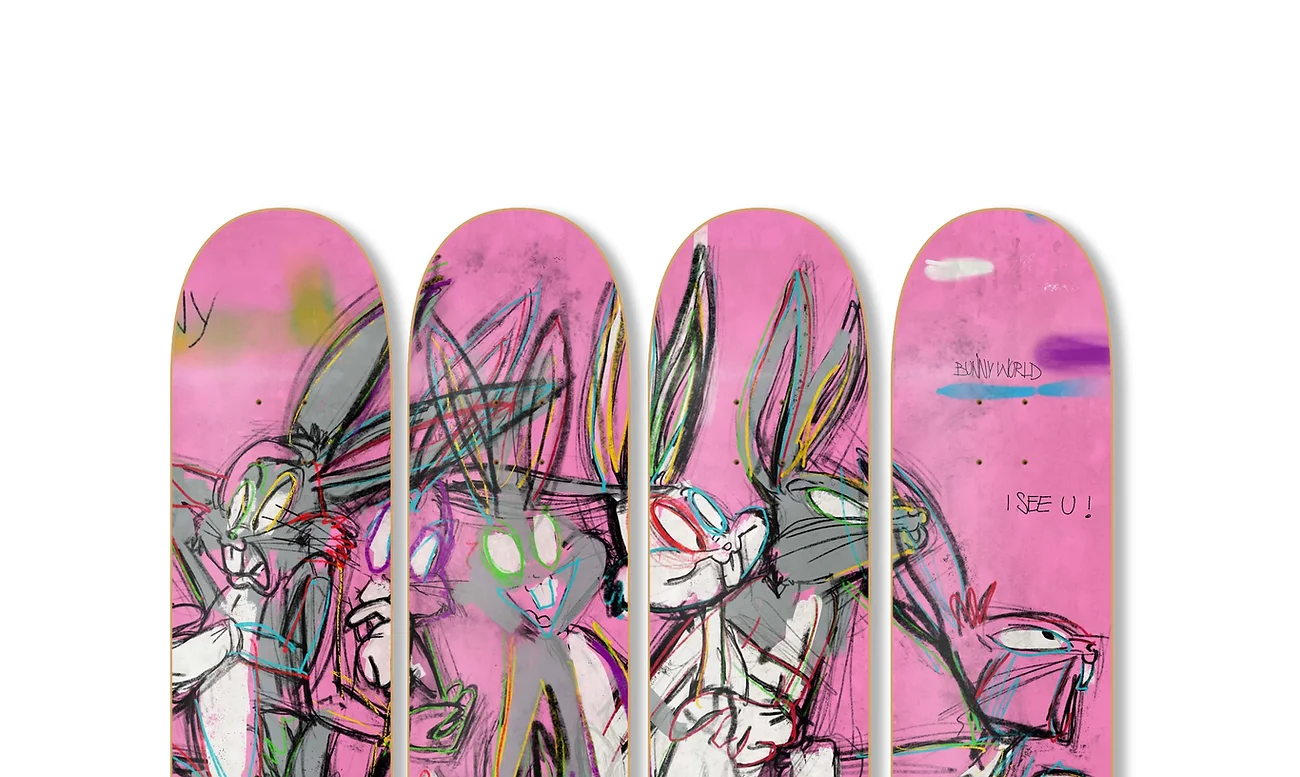 Bugs Bunny Limited Edition Skate Decks in the signature style of Pop Artist Mr. Pinkbrush
