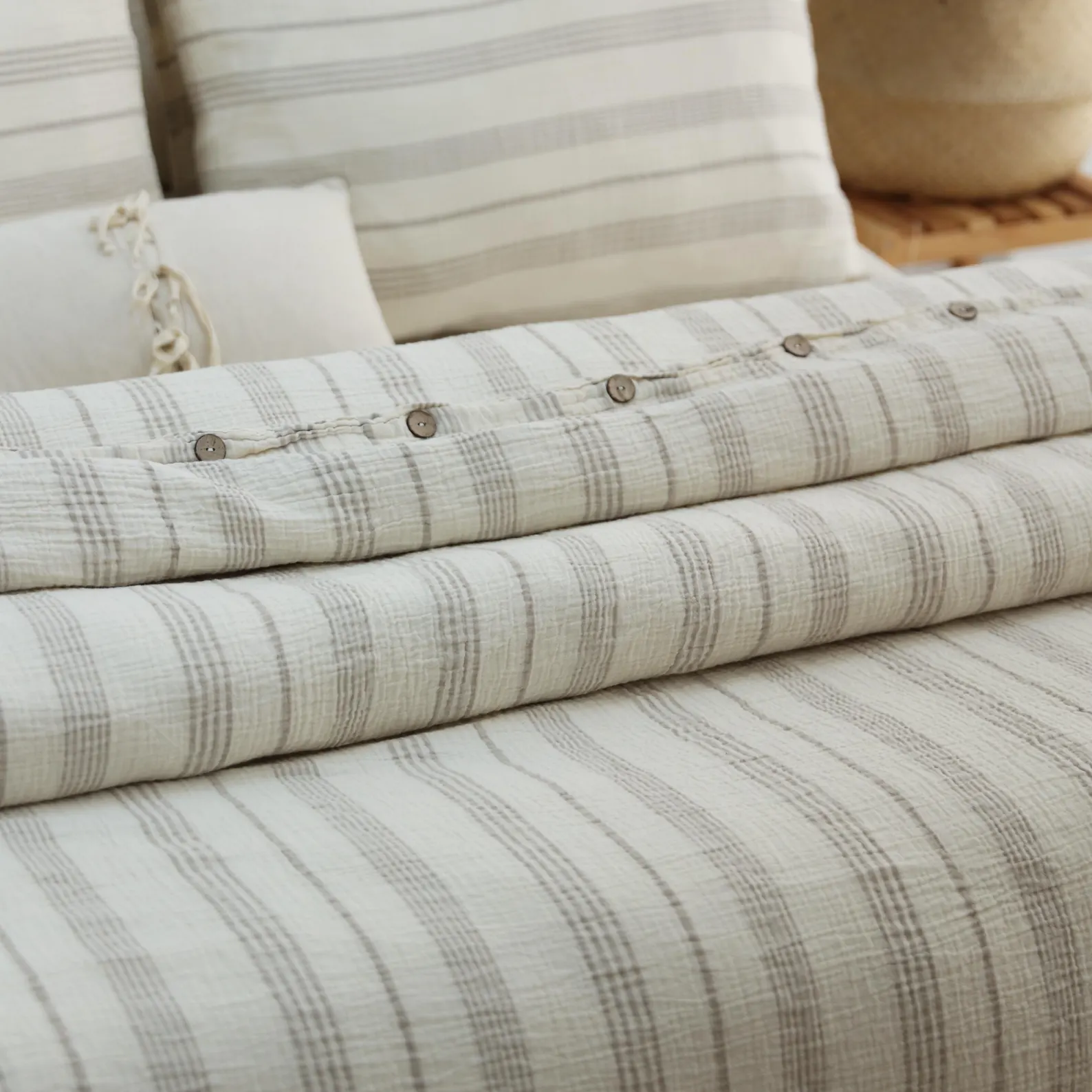 Organic Muslin Duvet Cover, Boho Gauze Bed Linen Set, King Size Muslin Comforter Cover, Comforter Cover, Unique Home Gift