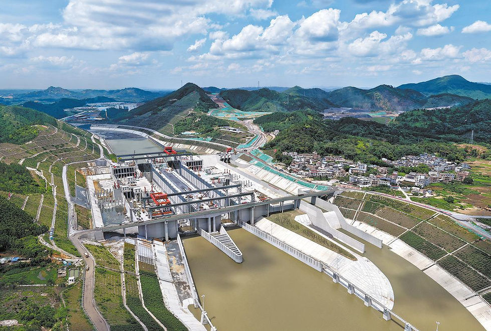 A visual documentation of the Pinglu Canal reaching the full-channel water-filling milestone on June 3, 2026 (Photo taken from the Xinhua website)