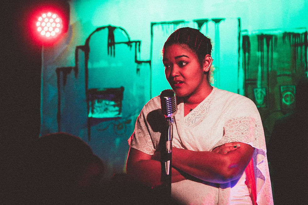Performing on stage at the Bushwick Starr Theatre at Oye! Group presents "Ghetto hors d'oeuvres"