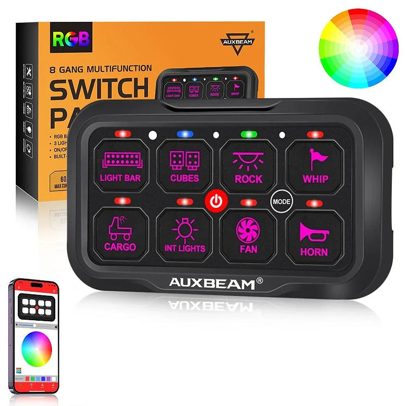 Auxbeam AR-800 8-Gang RGB Switch Panel - App Control