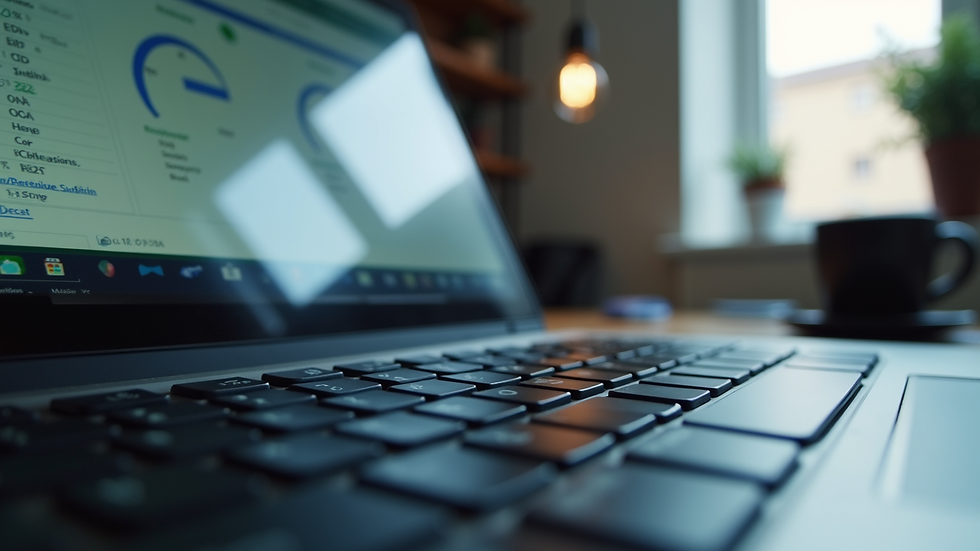 Close-up view of a laptop keyboard with Excel open on the screen