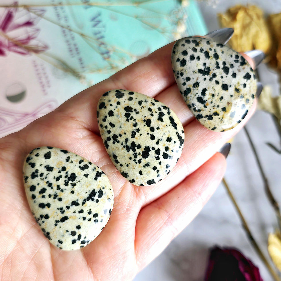 Thumbnail: Dalmatian Stone Crystal Thumbstone | Worry Stone Crystal | Witchy Gemini Zodiac