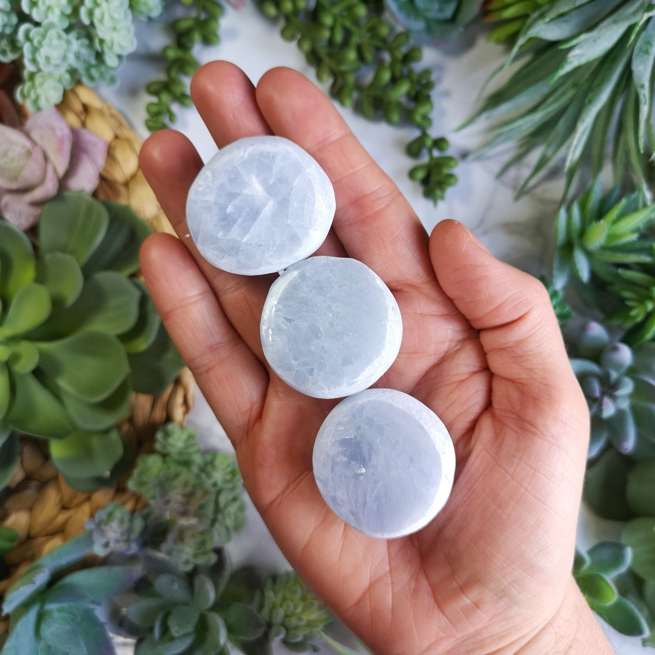 Blue Calcite Crystal Dragon Egg | Witchcraft Supplies | Cancer Zodiac Crystal |