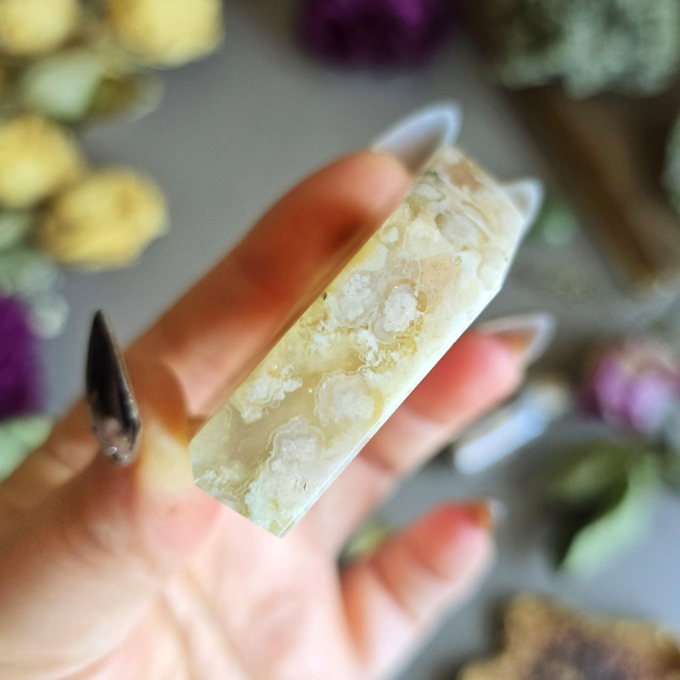 Thumbnail: Flower Agate Crystal Freeform | Witchy Gifts | Virgo Zodiac Crystals | Dark