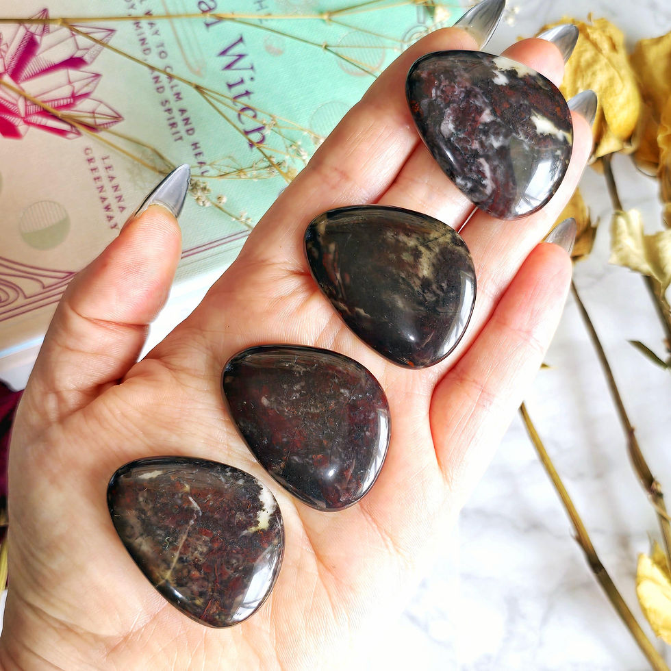 Thumbnail: Bloodstone Crystal Thumbstone | Worry Stone Crystal | Witchy Libra Zodiac Gift |