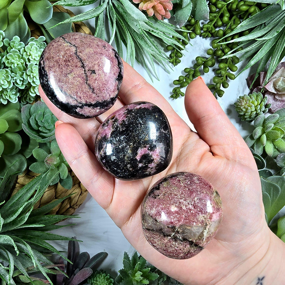 Rhodonite Crystal Palmstone | Polished Root Chakra Stones | Taurus Crystals |
