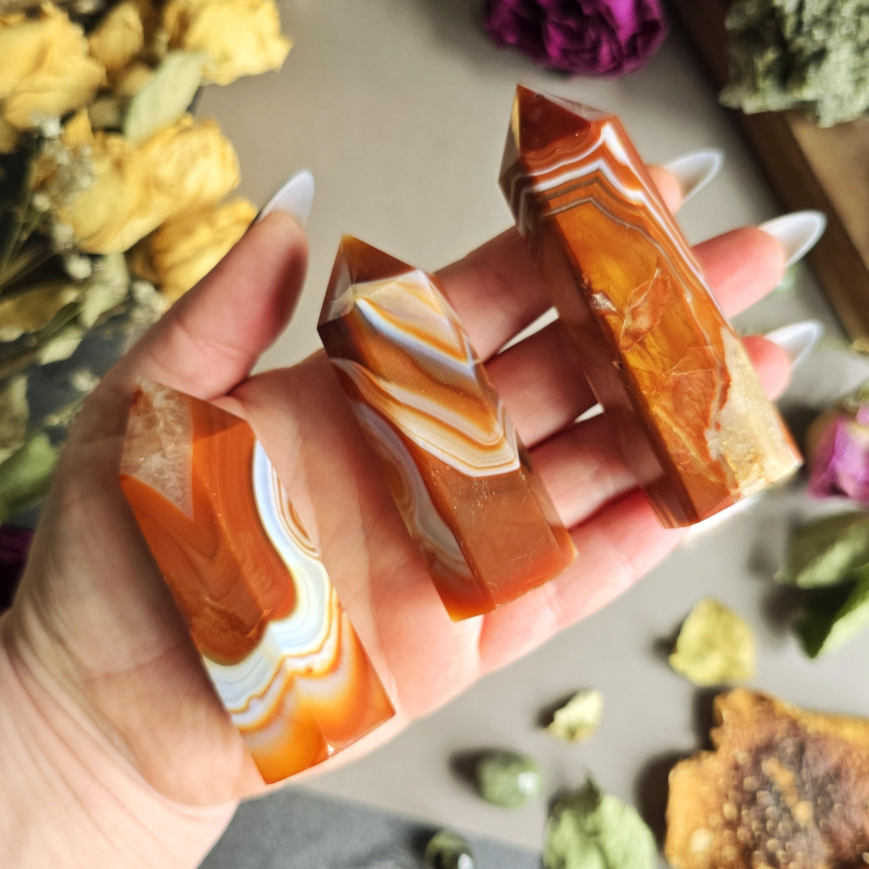 Red Agate Crystal Tower | Polished Gemstone Red Agate Point | Root Chakra
