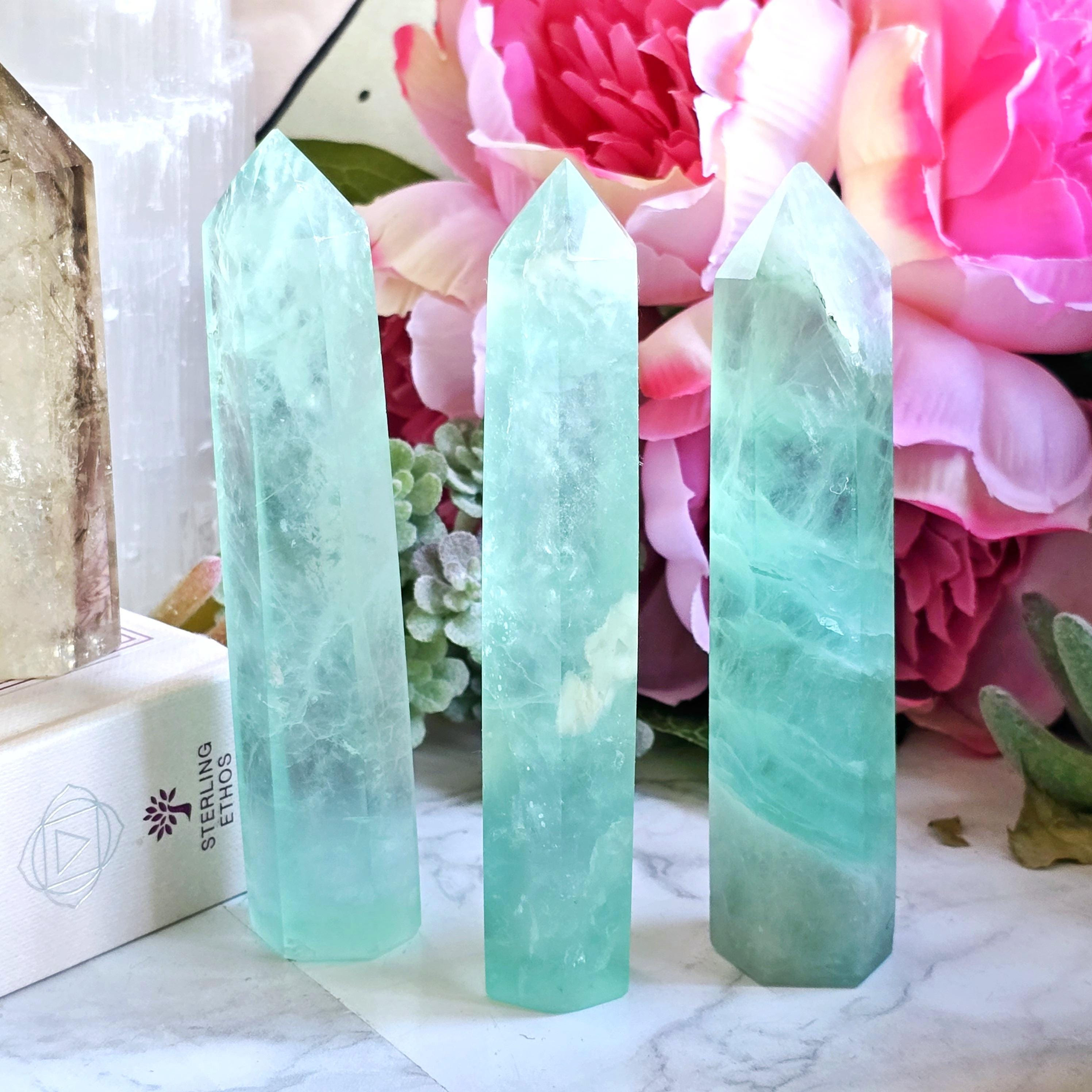Green Fluorite Crystal Tower | Polished Gemstone Green Fluorite Point | Libra