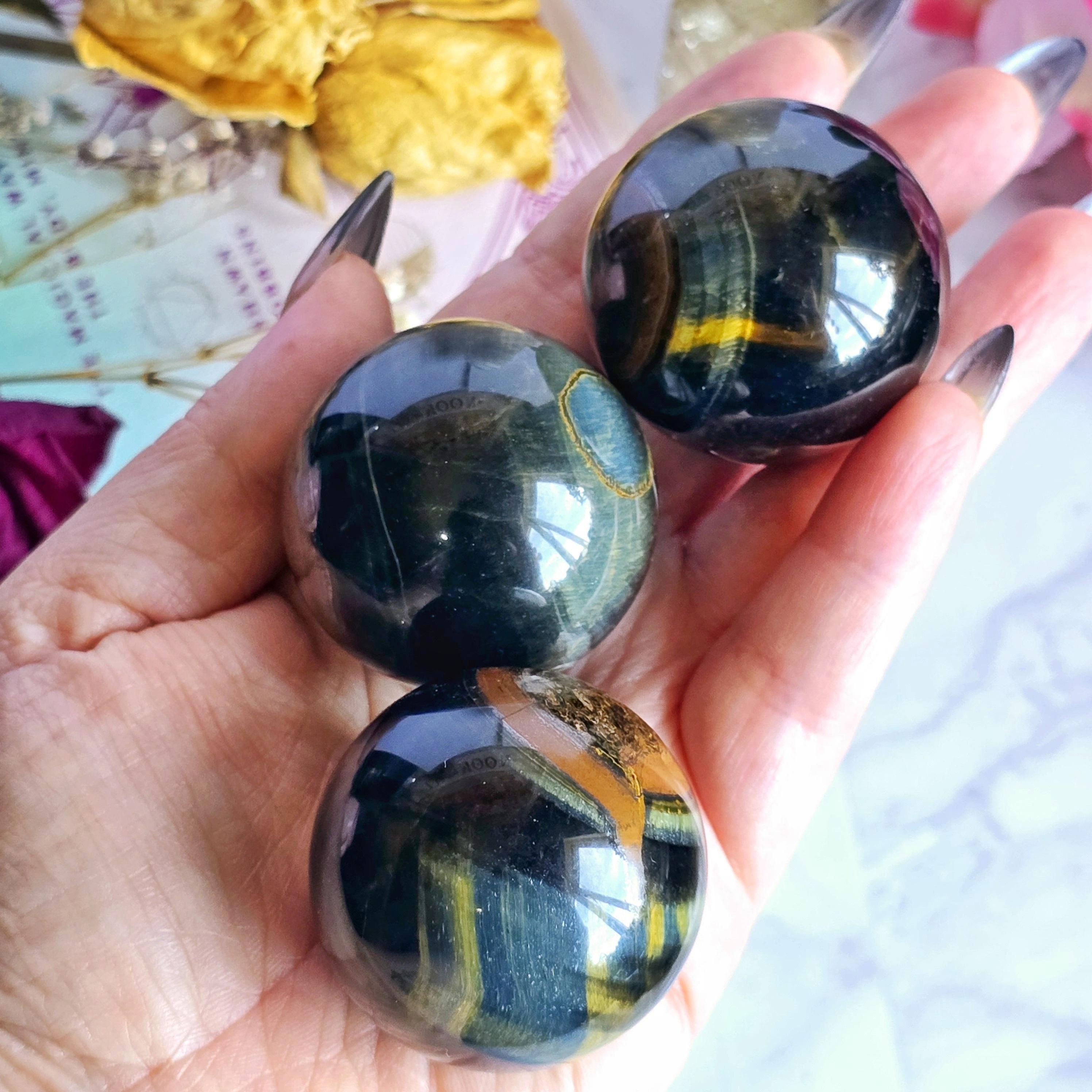 Blue Tigers Eye Crystal Sphere | Witchcraft Supplies | Cancer Zodiac Gemstone