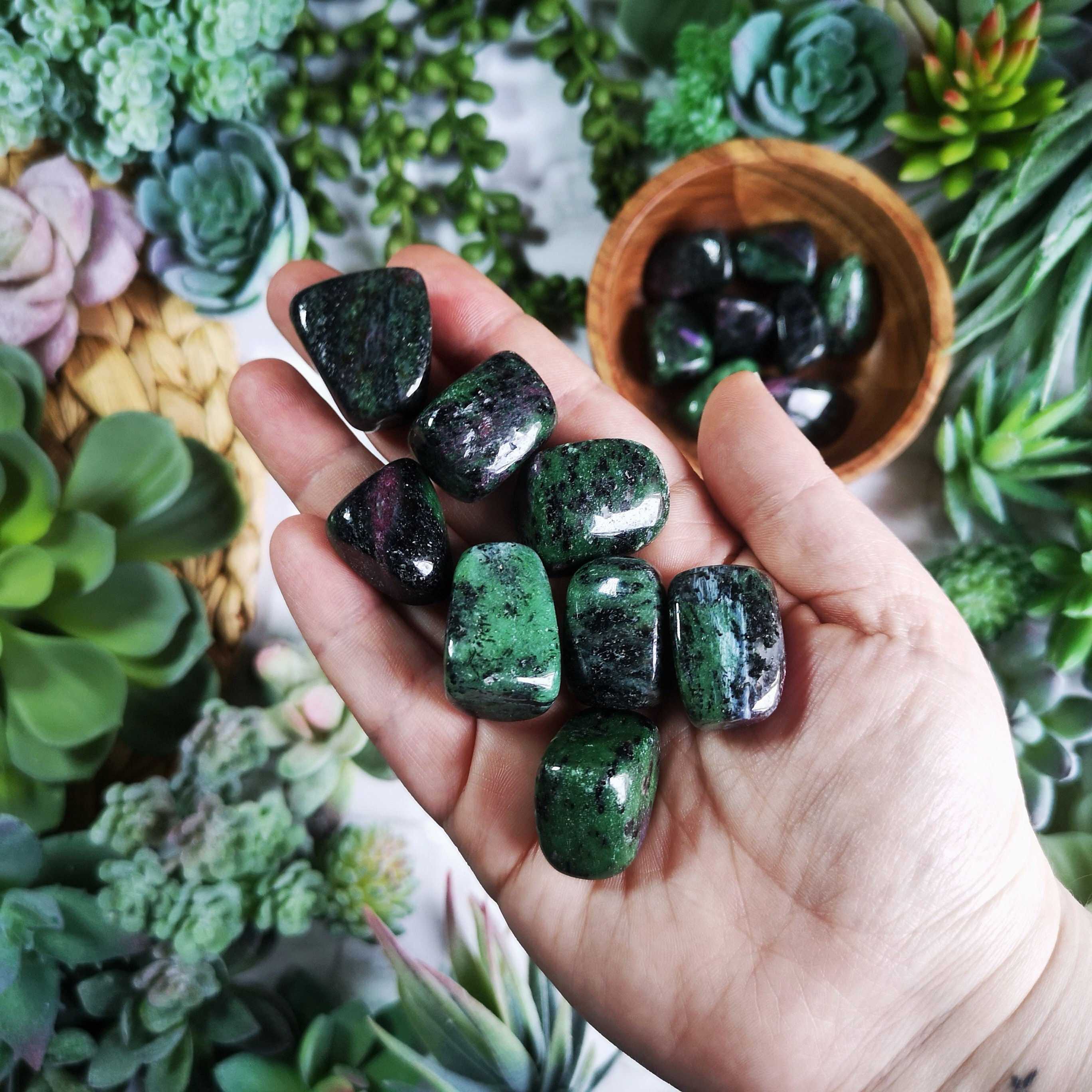 Ruby Zoisite Tumblestone | Crystal Polished Gemstone | Ruby Zoisite Crystal |