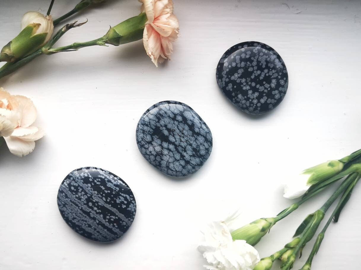 Snowflake Obsidian Crystal Palmstone | Polished Root Chakra Stones | Virgo