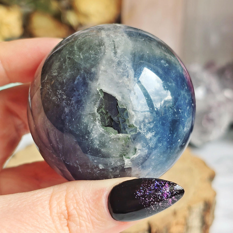 Blue Fluorite Crystal Sphere | Witchy Crystal Ball | Capricorn Zodiac Gemstone