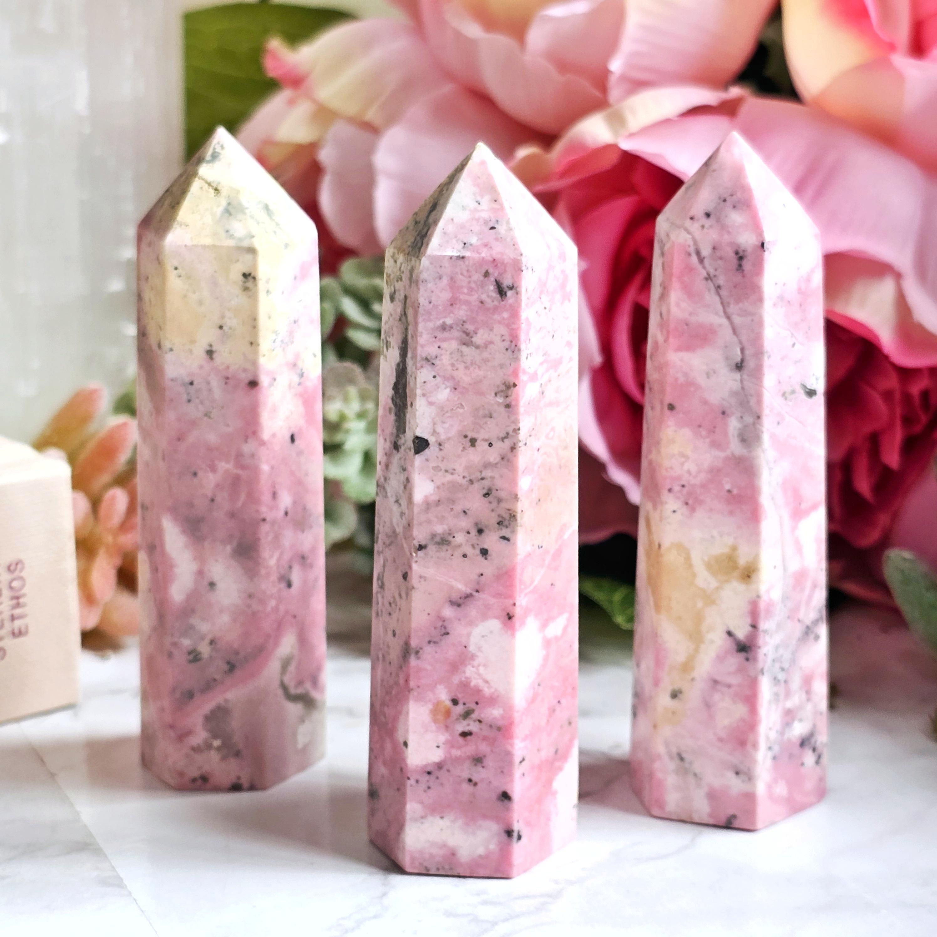 Rhodonite Crystal Tower | Polished Gemstone Rhodonite Point | Heart Chakra