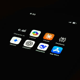 A picture of a phone screen showing AI apps including Character.AI, DeepSeek, ChatGPT, and Gemini