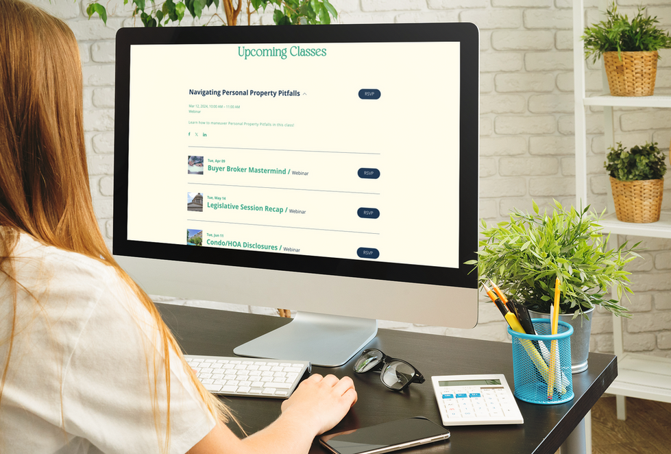 Mockup of Get Closed, Get Paid website homepage featuring event details and registration button