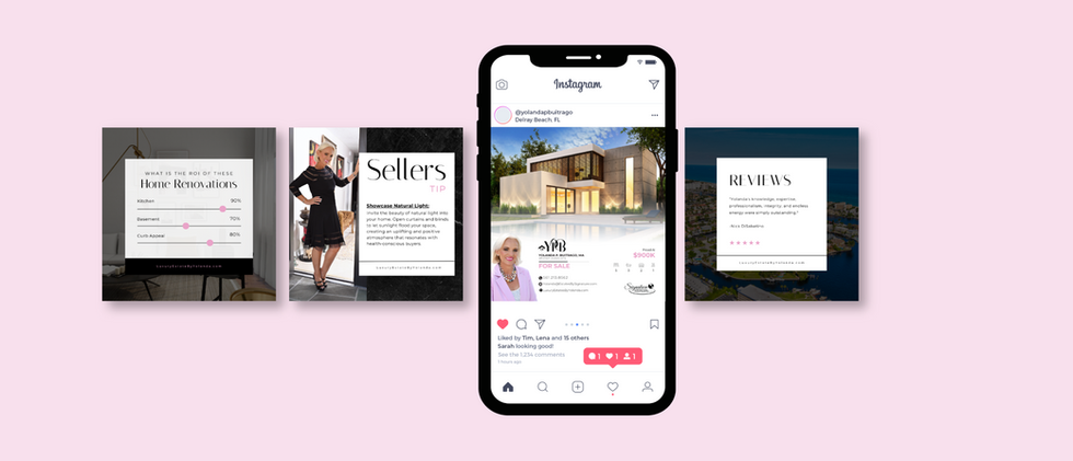 Branded social media template for Yolanda’s real estate content and promotions.