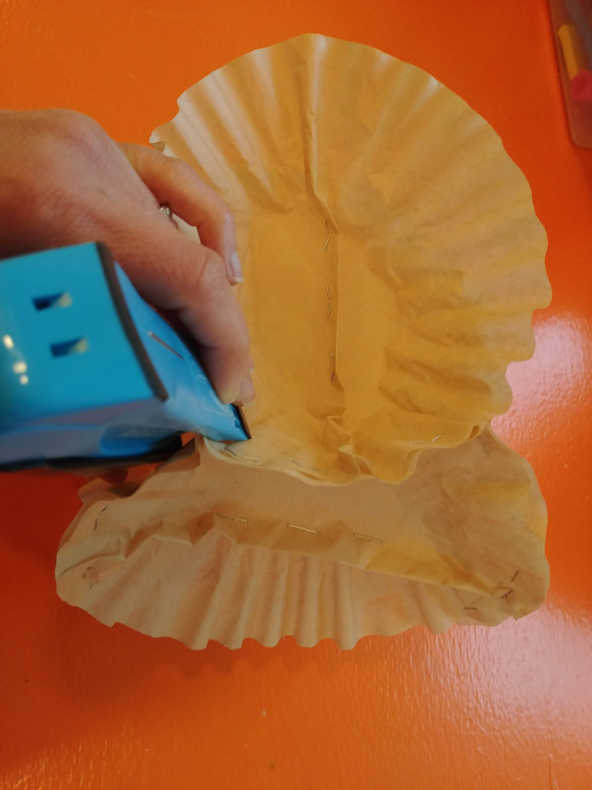 Step 7: Staple filter to top