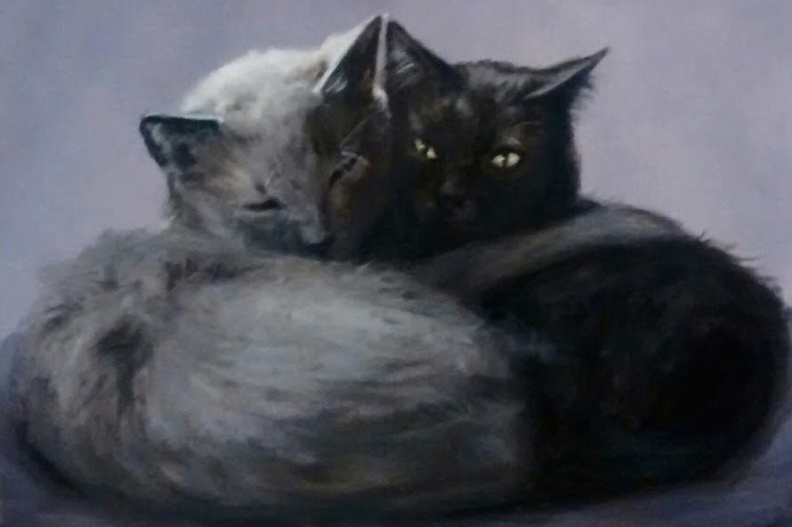 Thumbnail: DOUBLE Pet Portrait, 2 pets on one canvas