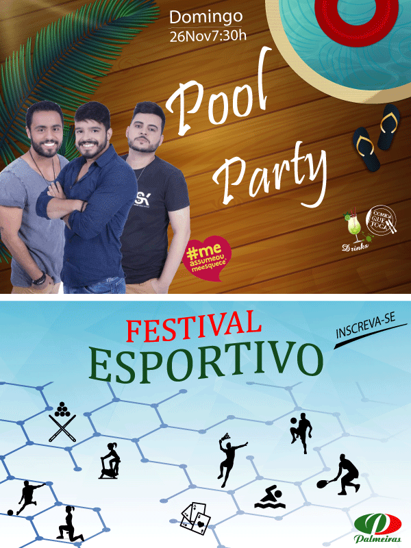 VEM AÍ: FESTIVAL ESPORTIVO E "POOL PARTY" DO PALMEIRAS ! INSCRIÇÕES ABERTAS PARA O FESTIVA