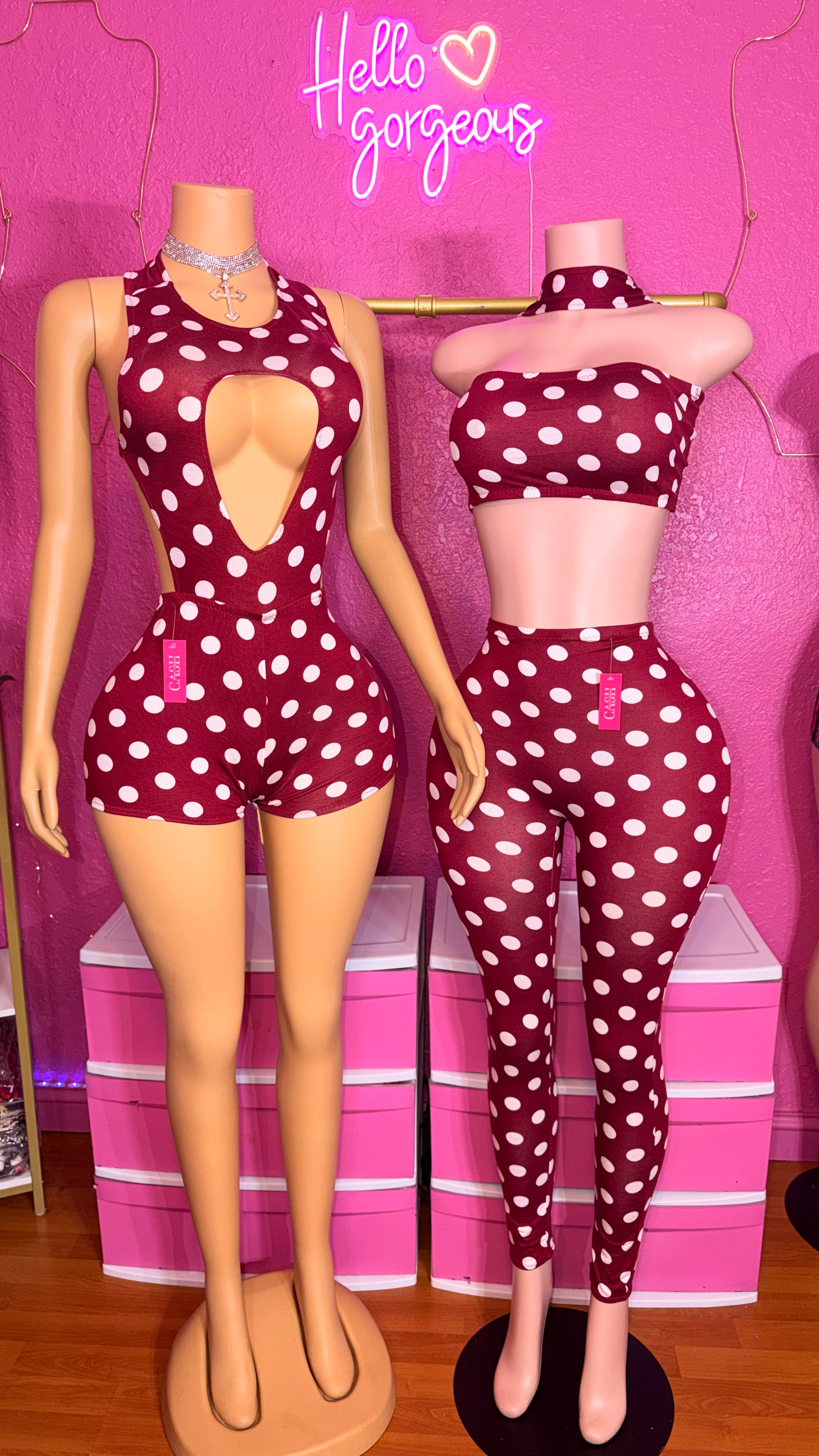 Polka Dot Sets Burgundy
