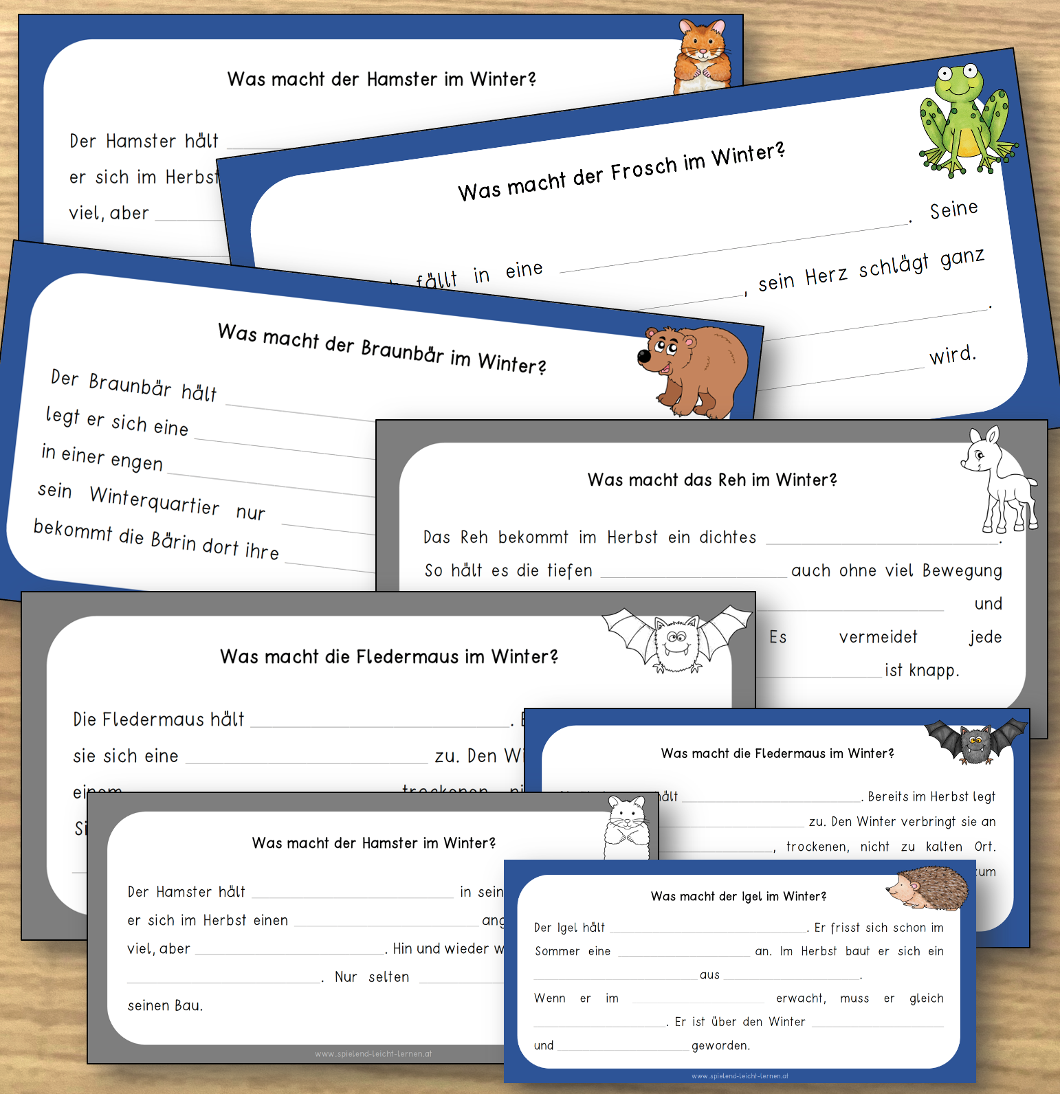 Tiere im Winter – Steckbriefe ergänzen