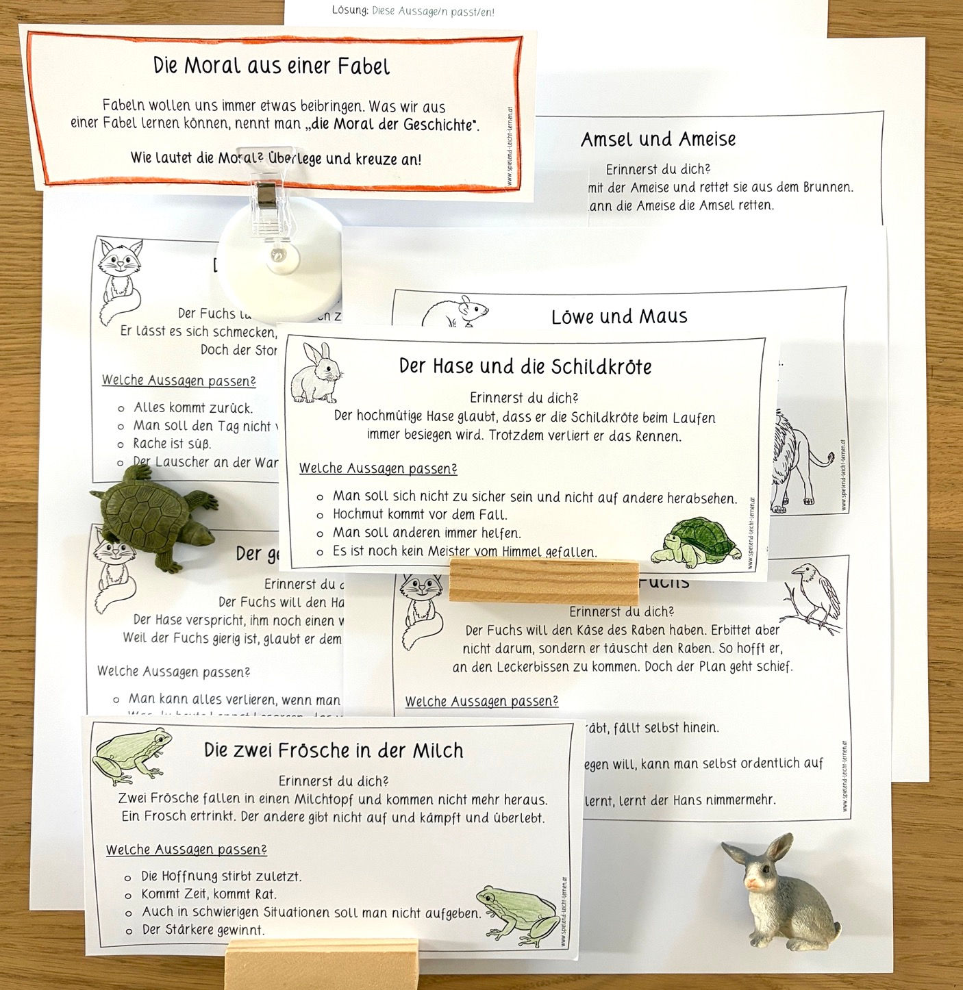 Fabel Die Moral (Feedbackfragebogen)