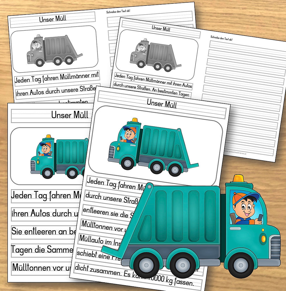 Müll – Differenzierte Tafel- und Abschreibtexte