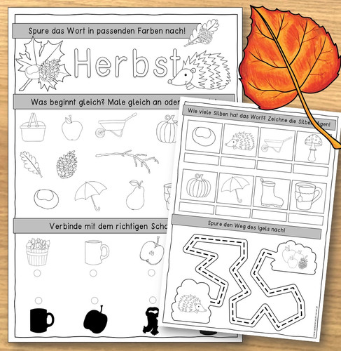 Herbst für die 1. Klasse (doppelseitige Kopiervorlage) | SLL