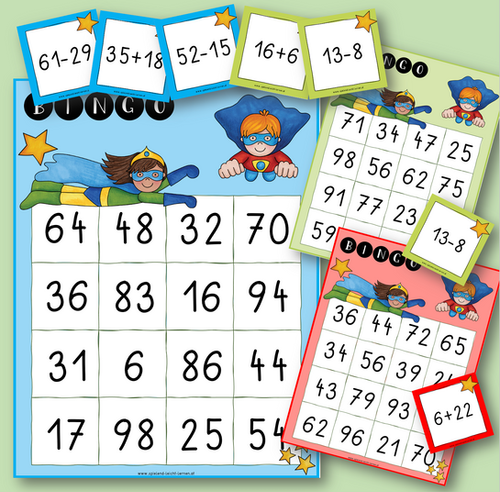BINGO - Addition/Subtraktion im ZR 100 3fach-differenziert | SLL