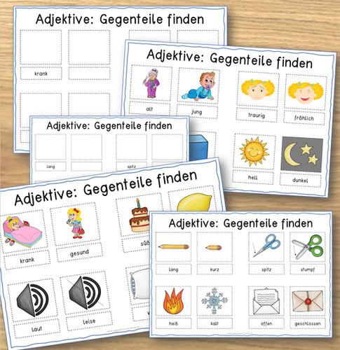 Adjektive – Gegenteile – Legematerial inkl. Lösungen | SLL
