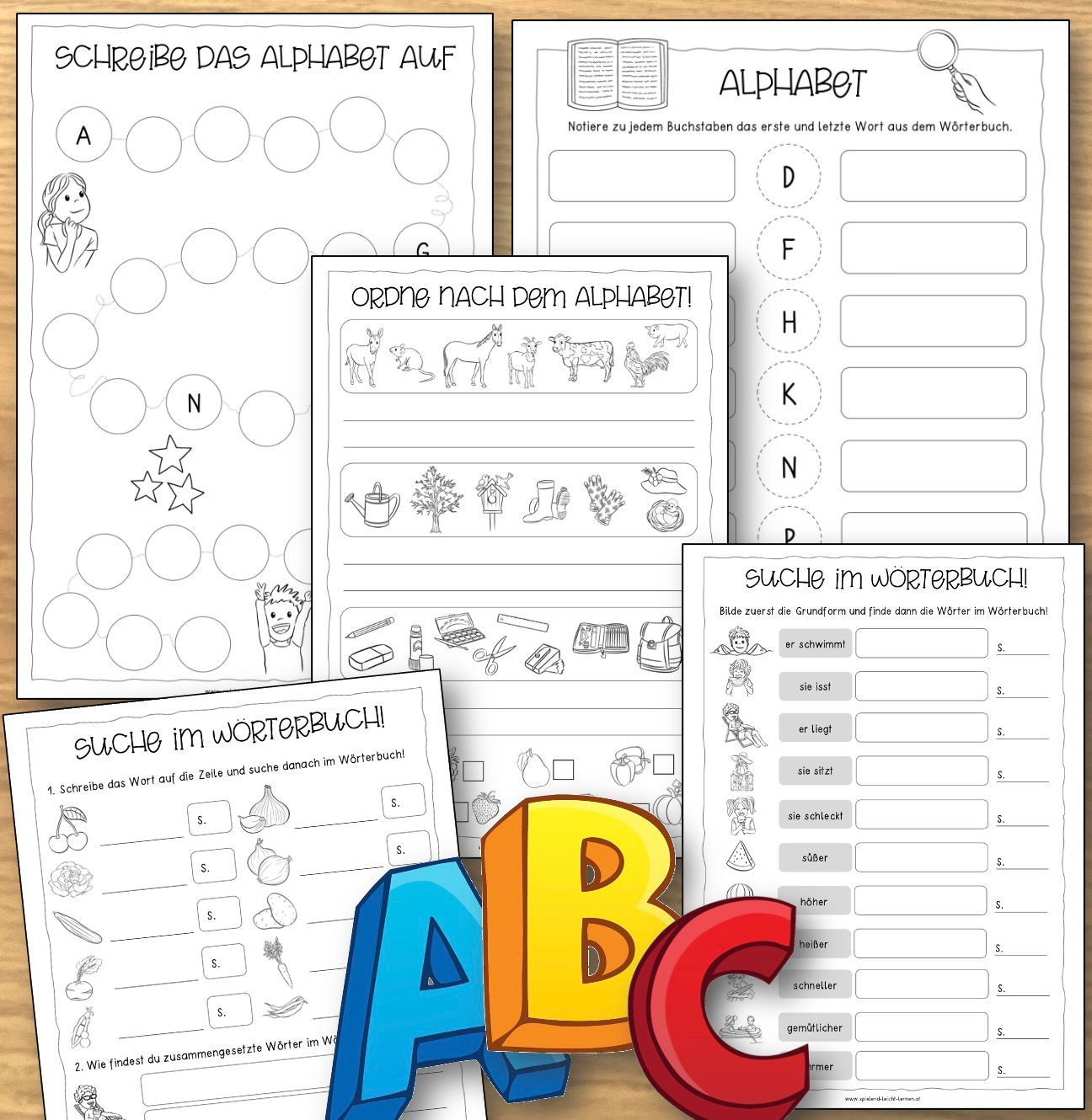 Wörterbuch, Diverse Kopiervorlagen (zur Einführung & Festigung)