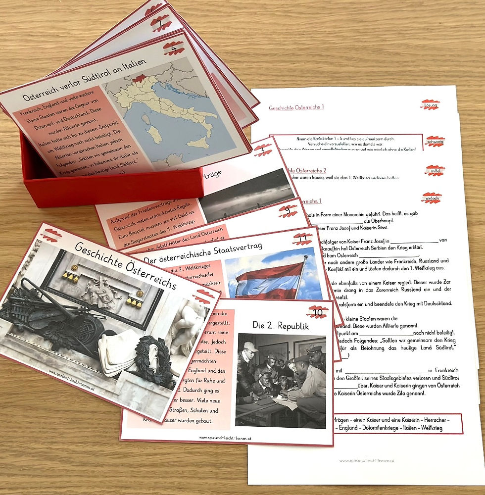 Kartei zur Geschichte Österreichs und Lückentexte