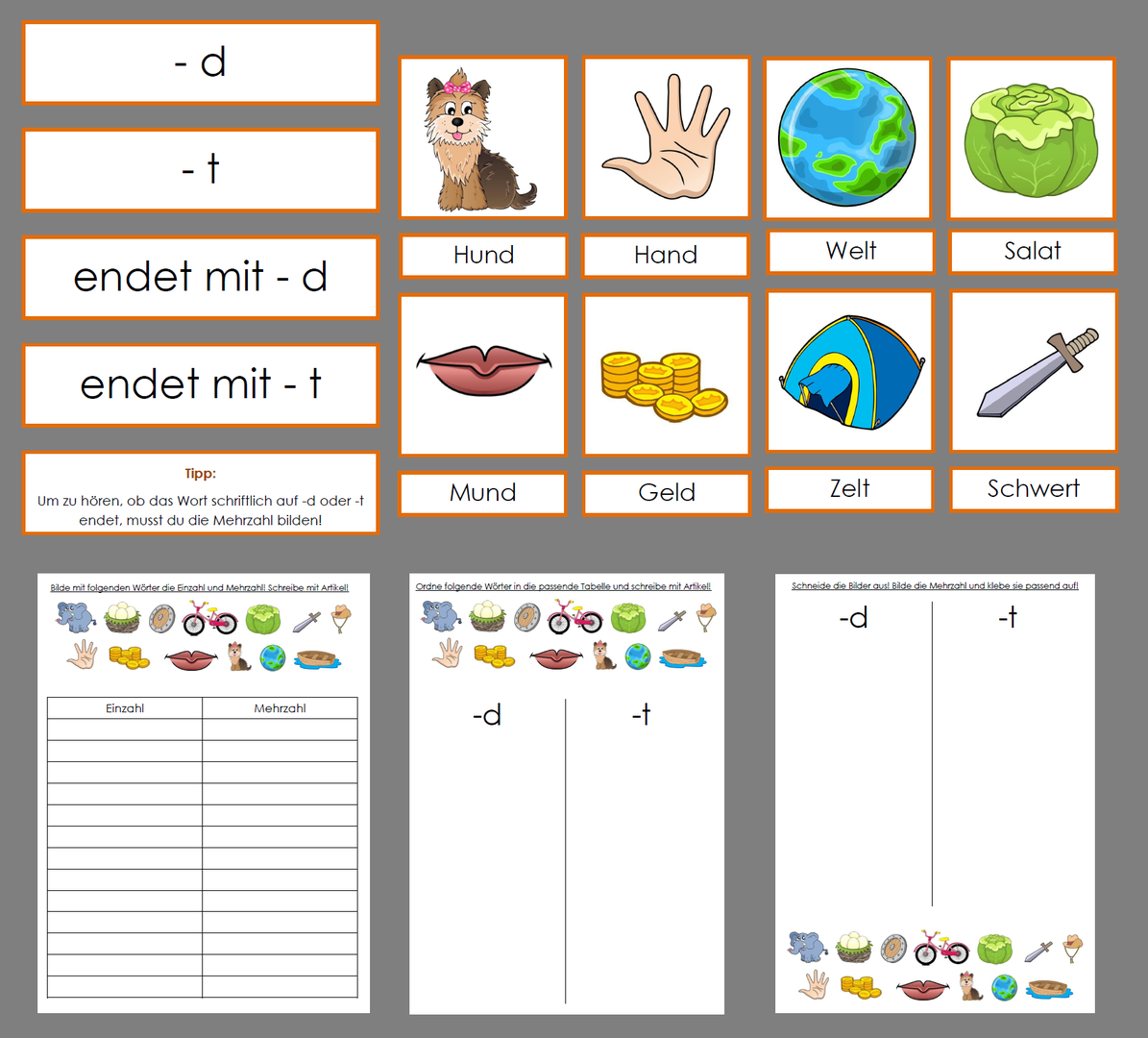 Auditive Falle "D oder T" Legematerial und Kopiervorlagen