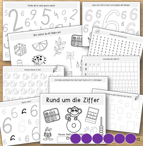 Trainingsheft zur Ziffer 6 (9 differenzierte Übungsseiten A5) | SLL