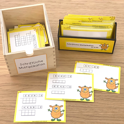 Schriftliche Multiplikation im ZR 10 000 – Kartei