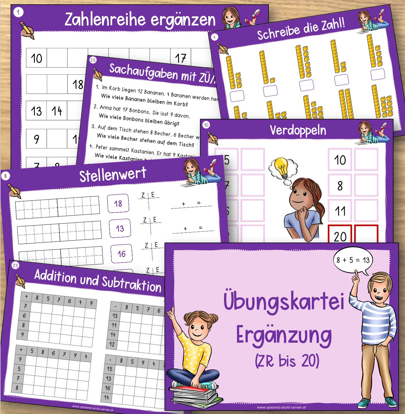 Mathekartei Ergänzung Zahlenraum 20 (selbständige Übungsmöglichkeit)