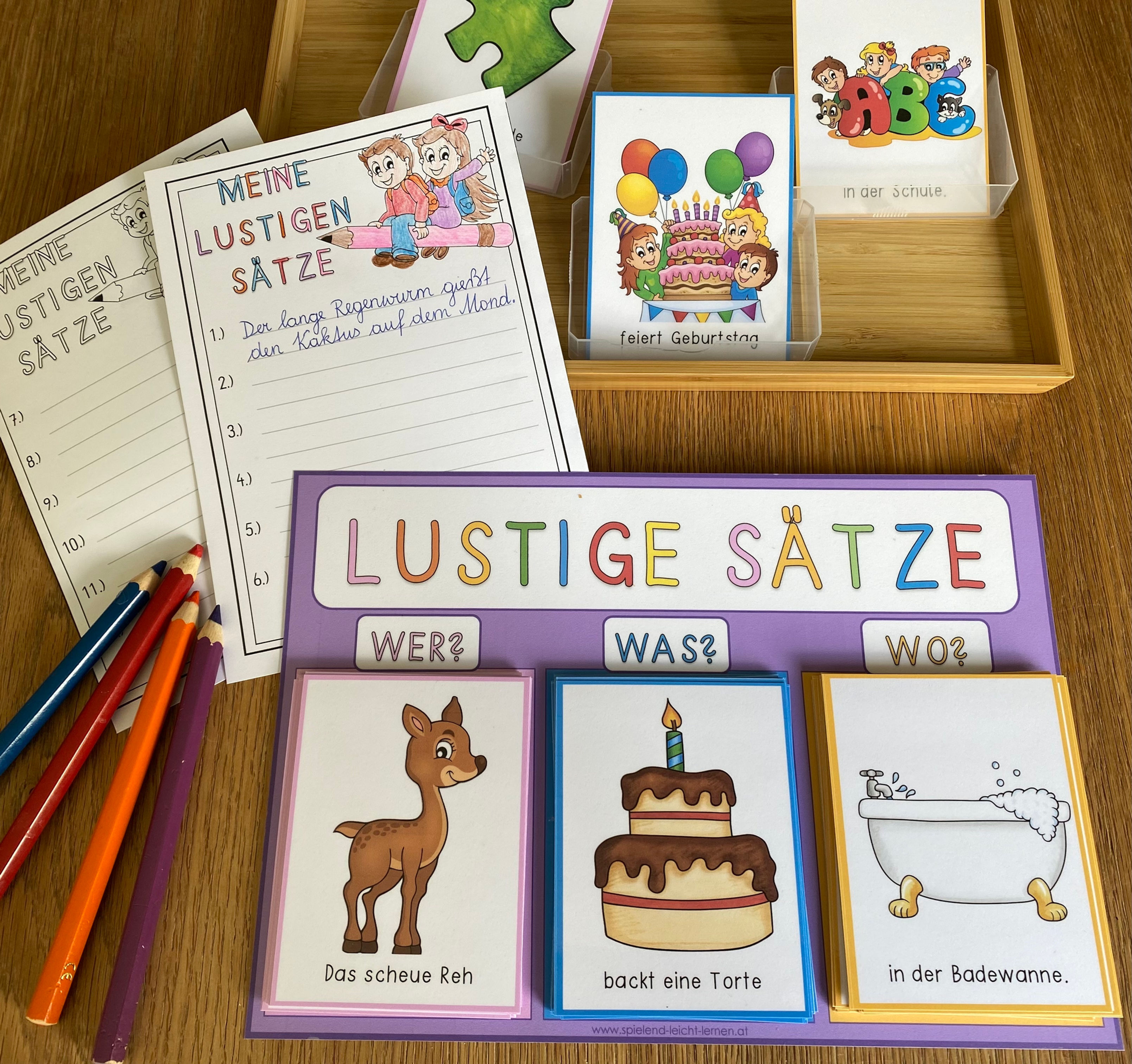 Lustige Sätze bauen und lesen