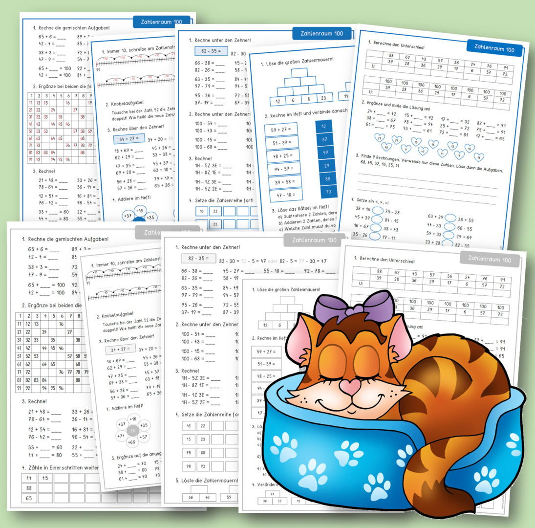 Rechnen im Zahlenraum 100 (Teil 3) - Kopiervorlagen