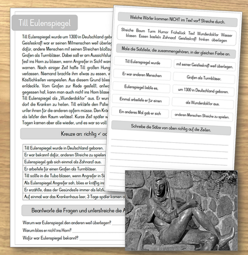 Wie Till Eulenspiegel Eulen Und Meerkatzen Buk Text Till Eulenspiegel - Leseverständnis (Kopiervorlage) | SLL