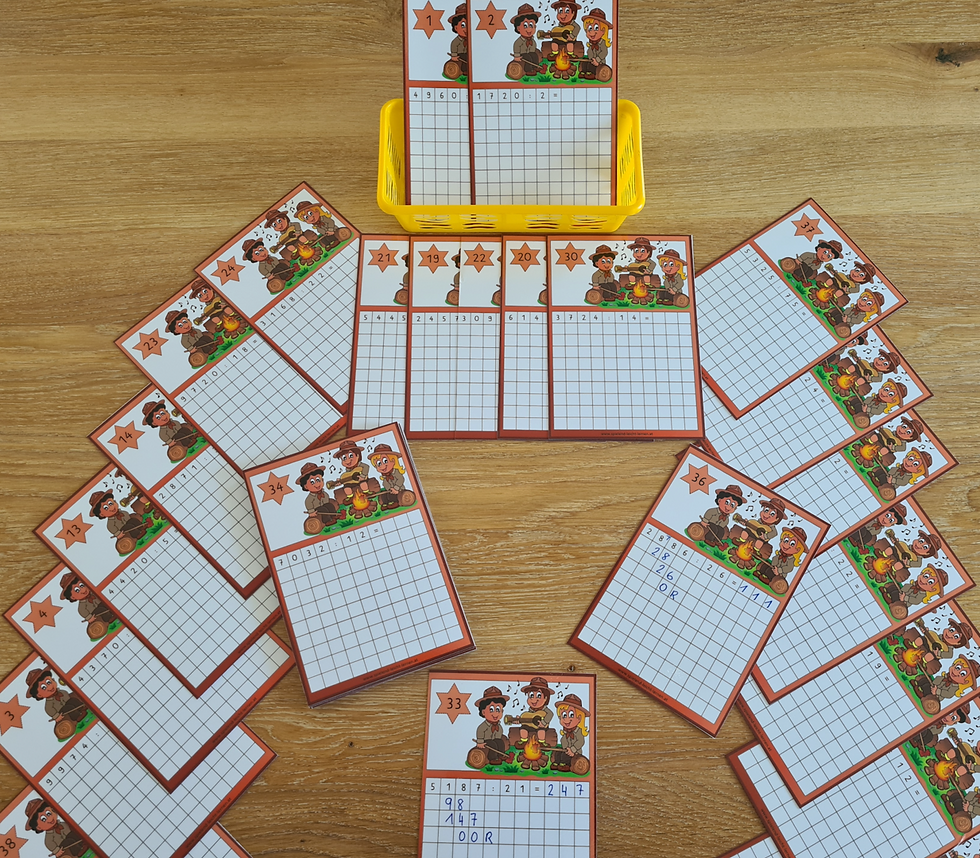 Karteikarten - Schriftl. Division im ZR 10 000 mit ein- und zweistelligem Divis