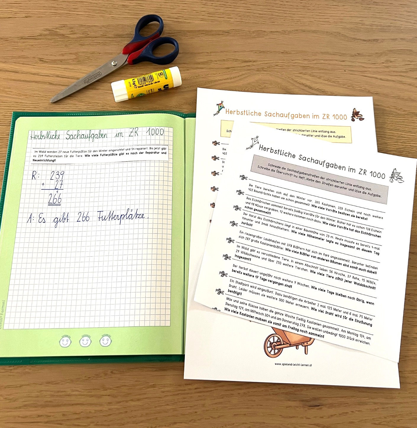 Sachaufgaben im ZR 1000 (zum Schneiden & Einkleben ins Heft)